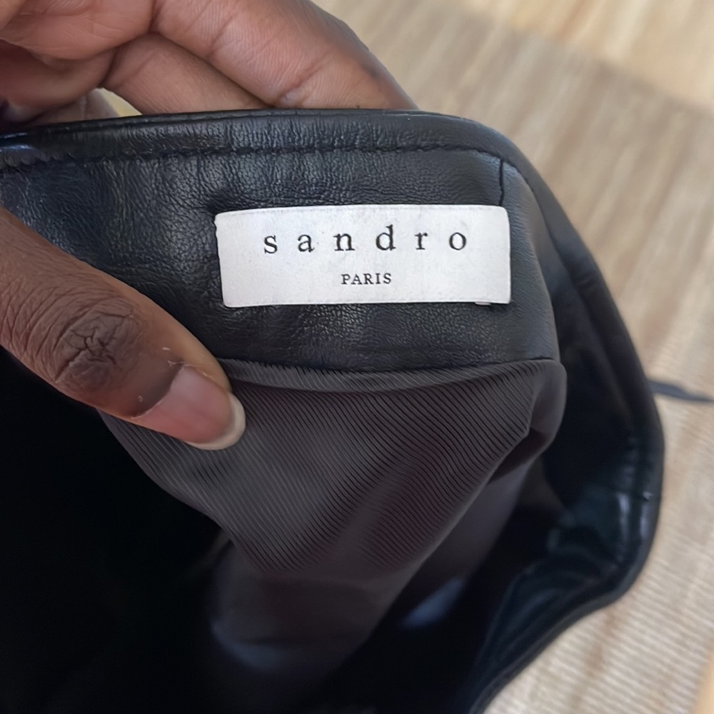 💓SOLD💓~~~SANDRO LAMBSKIN LEATHER SKIRT - Picture 5 of 8